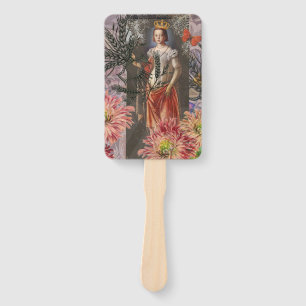 Virgo Woman Portrait Antique Colourful Rich Hand Fan