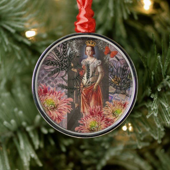 Virgo Woman Portrait Antique Colourful Rich Metal Ornament (Tree)