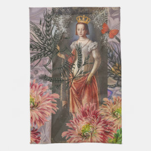 Virgo Woman Portrait Antique Colourful Rich Tea Towel