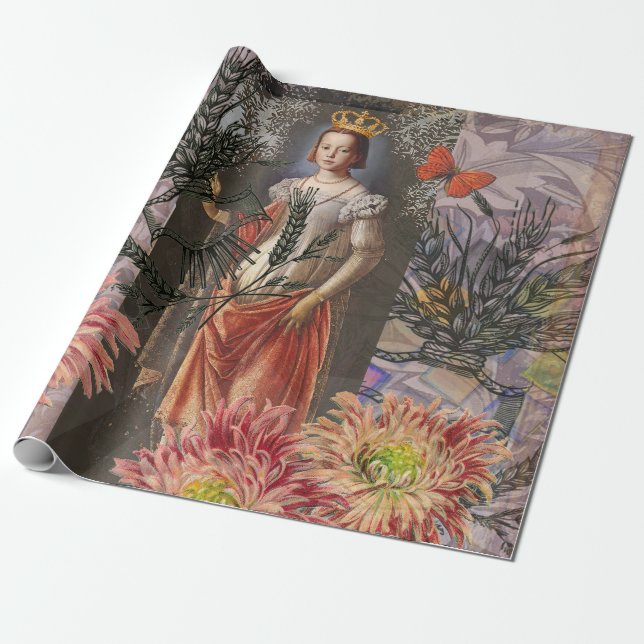 Virgo Woman Portrait Antique Colourful Rich Wrapping Paper (Unrolled)