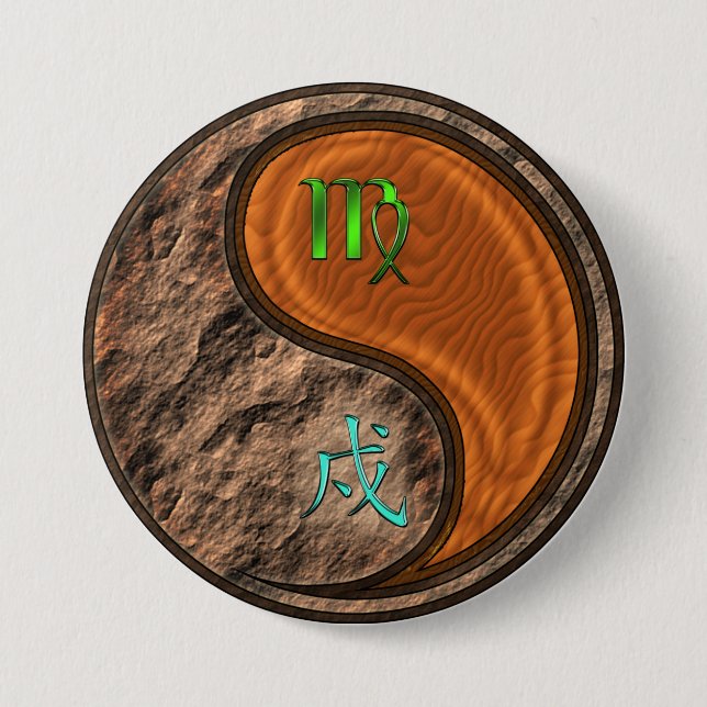 Virgo & Wood Dog 7.5 Cm Round Badge (Front)