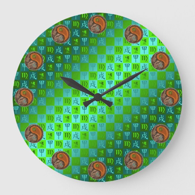 Virgo & Wood Dog Large Clock (Front)
