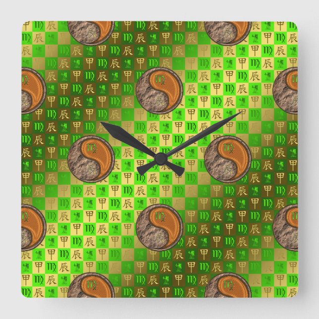 Virgo & Wood Dragon Wall Clock (Front)