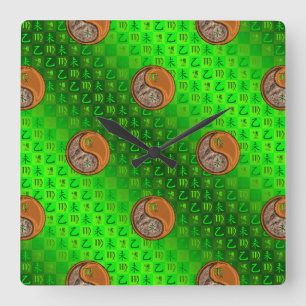 Virgo & Wood Goat Wall Clock