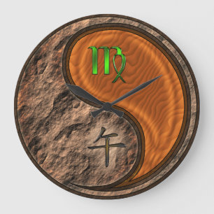 Virgo & Wood Horse Large Clock