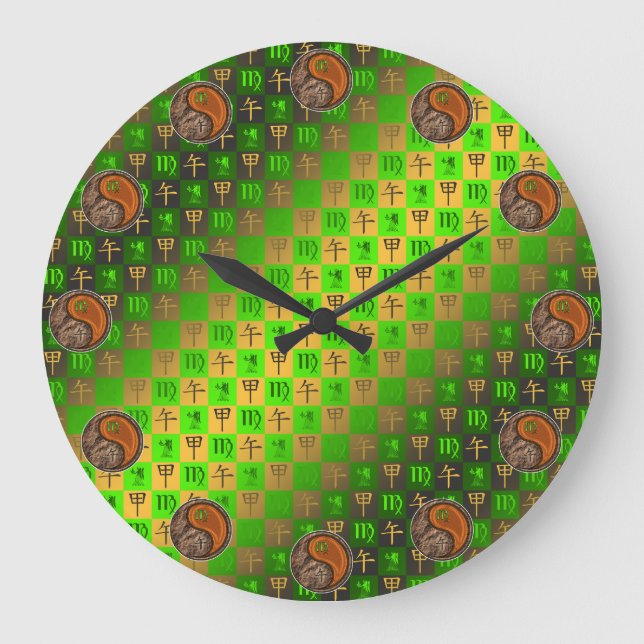 Virgo & Wood Horse Large Clock (Front)