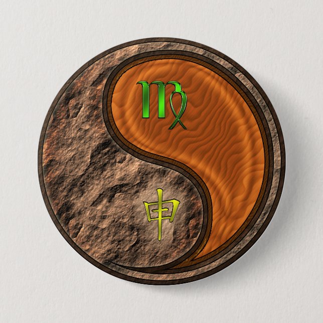Virgo & Wood Monkey 7.5 Cm Round Badge (Front)
