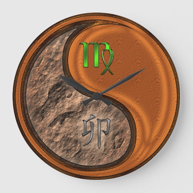Virgo & Wood Rabbit Large Clock (Front)