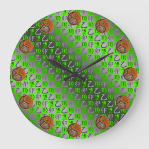Virgo & Wood Rabbit Large Clock