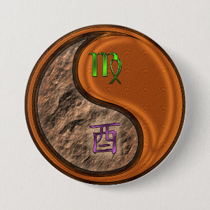 Virgo & Wood Rooster 7.5 Cm Round Badge