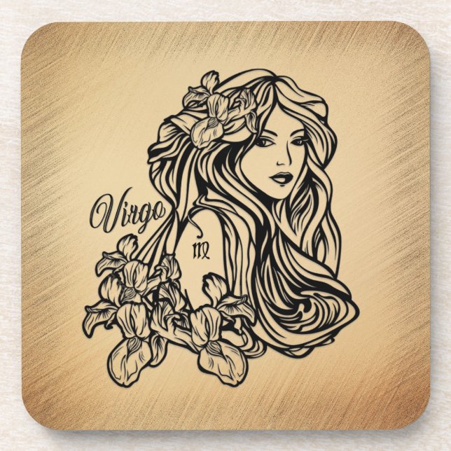 Virgo Zodiac Antique Look Coaster (Front)