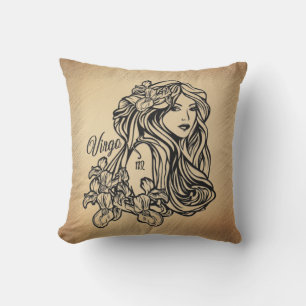 Virgo Zodiac Antique Look Cushion