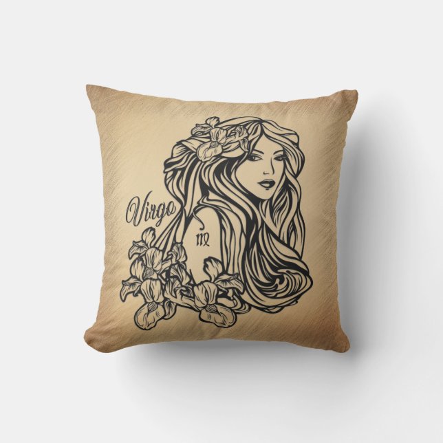 Virgo Zodiac Antique Look Cushion (Front)