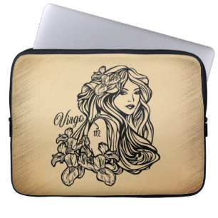 Virgo Zodiac Antique Look Laptop Sleeve
