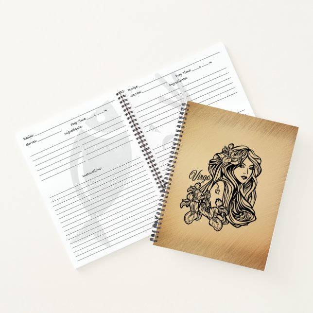 Virgo Zodiac Antique Look Notebook (Inside)