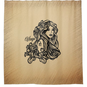 Virgo Zodiac Antique Look Shower Curtain