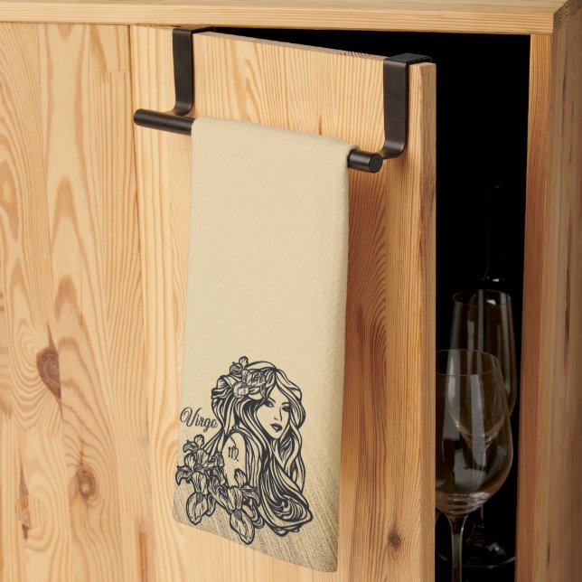 Virgo Zodiac Antique Look Tea Towel (Thirds Fold)