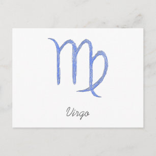 Virgo. Zodiac Astrological Sign. Blue. Postcard