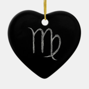 Virgo. Zodiac Astrology Sign. Black. Ceramic Ornament