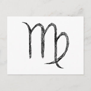 Virgo. Zodiac Astrology Sign. Black. Postcard