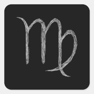 Virgo. Zodiac Astrology Sign. Black. Square Sticker