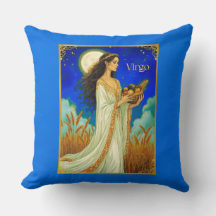 Virgo Zodiac Beauty Under a Night Sky Cushion