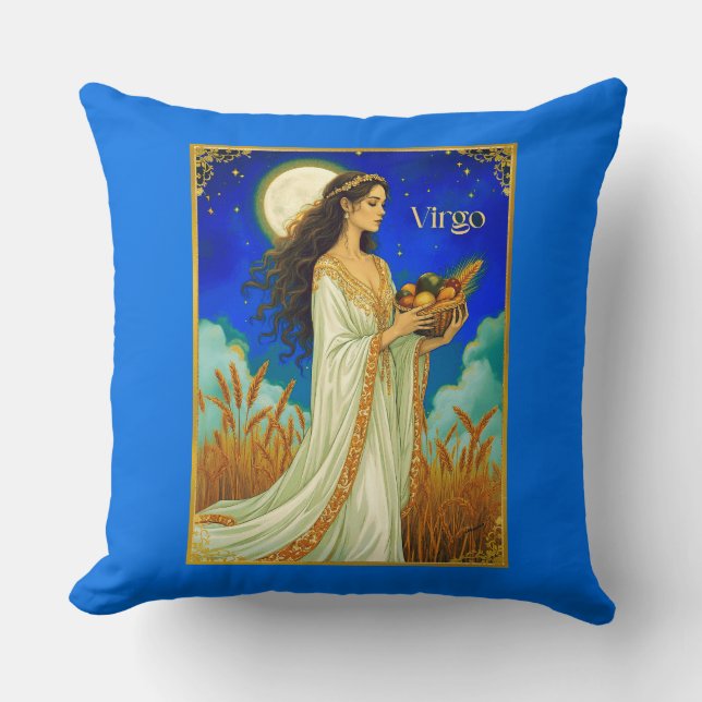 Virgo Zodiac Beauty Under a Night Sky Cushion (Front)