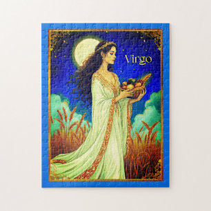 Virgo Zodiac Beauty Under a Night Sky Jigsaw Puzzle