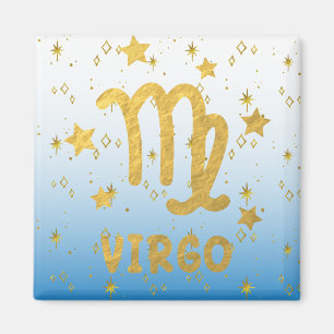 Virgo Zodiac Blue and Gold Magnet