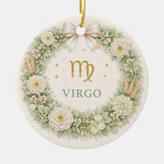 Virgo Zodiac Christmas Ornament – Winter Floral Wr