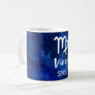 Virgo Zodiac Constellation Blue Galaxy Monogram Coffee Mug