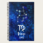 Virgo Zodiac Constellation Blue Galaxy Monogram Planner<br><div class="desc">Virgo Zodiac Constellation Blue Galaxy Monogram Design With trendy Brushed Script Font, Dark blue celestial watercolor background texture, Glowing star constellation, and The Maiden symbol. Modern Astrological Sign Birth Horoscope, is perfect for any Virgo Birthday From August 23 - September 22 ! With Optional Monogrammed First Middle and Last name...</div>