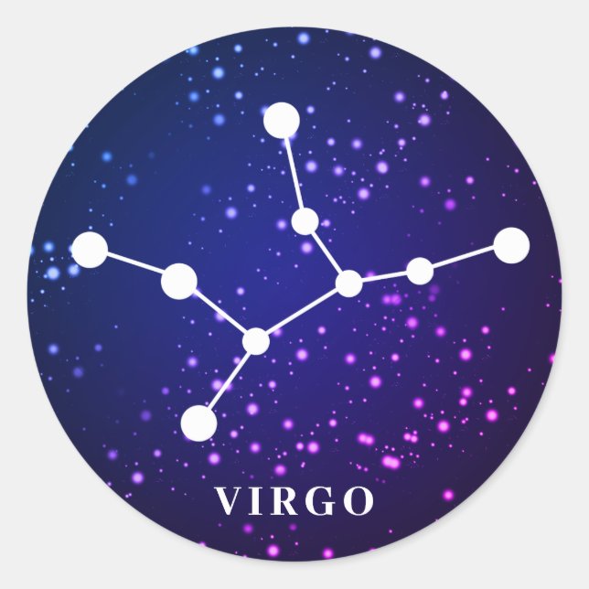 Virgo Zodiac Constellation Design Classic Round Sticker (Front)