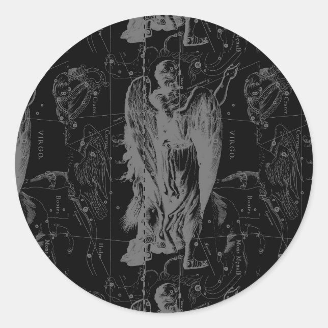 Virgo Zodiac Constellation Hevelius 1690 Classic Round Sticker (Front)