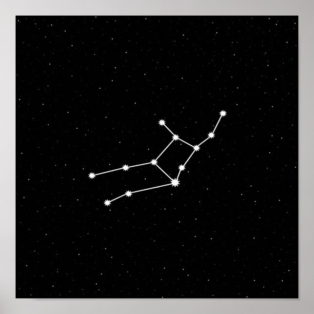 Virgo Zodiac Constellation Modern Black & White Poster (Front)