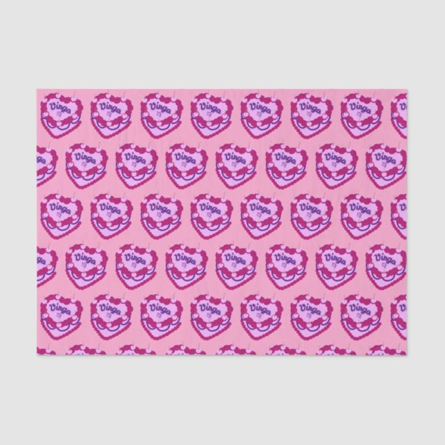 Virgo Zodiac Coquette Heart Birthday Cake Tissue Paper (Front)