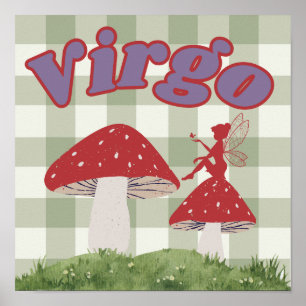 Virgo Zodiac Cottagecore Fairy Mushroom Poster