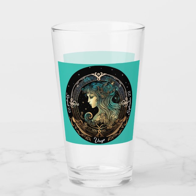 Virgo Zodiac Customisable Beer Glass (Front)