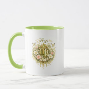 Virgo Zodiac Floral Heart Mug – Elegant Astrology