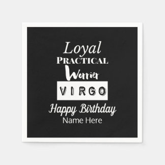 Virgo Zodiac Fun Characteristics Birthday Napkin
