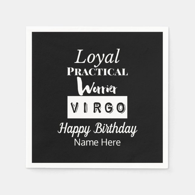 Virgo Zodiac Fun Characteristics Birthday Napkin (Front)