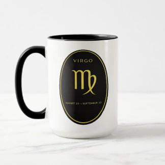 Virgo Zodiac Gold Oval Emblem Mug | Luxury Astrolo