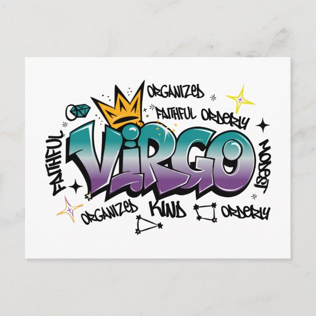 Virgo zodiac graffiti postcard (Front)
