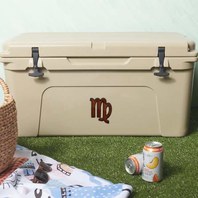 Virgo Zodiac in Mahogany wood style (Cooler)