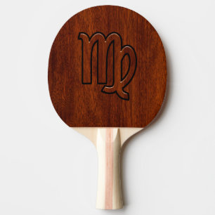 Virgo Zodiac in Mahogany wood style Ping Pong Paddle
