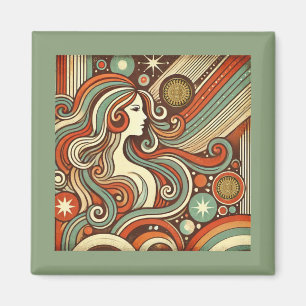 Virgo Zodiac Magnet Retro Design