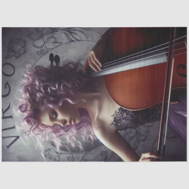 Virgo Zodiac Musician Cello Decoupage  Tissue Paper (Front)