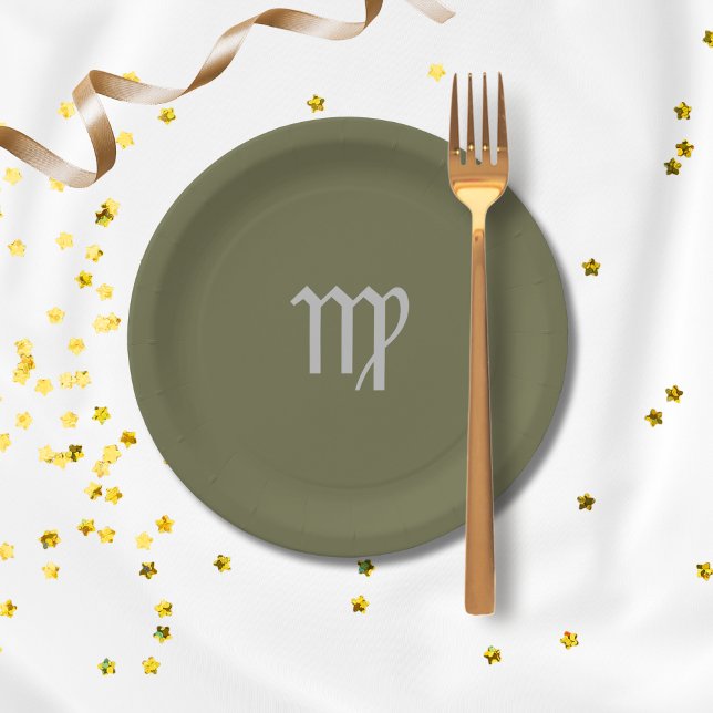 Virgo Zodiac - Olive Paper Plate (Creator Uploaded)