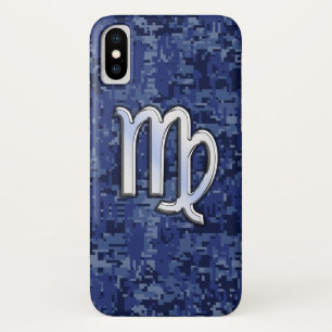 Virgo Zodiac on Navy Digital Camouflage iPhone X Case