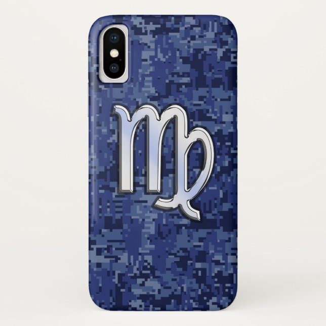 Virgo Zodiac on Navy Digital Camouflage Case-Mate iPhone Case (Back)